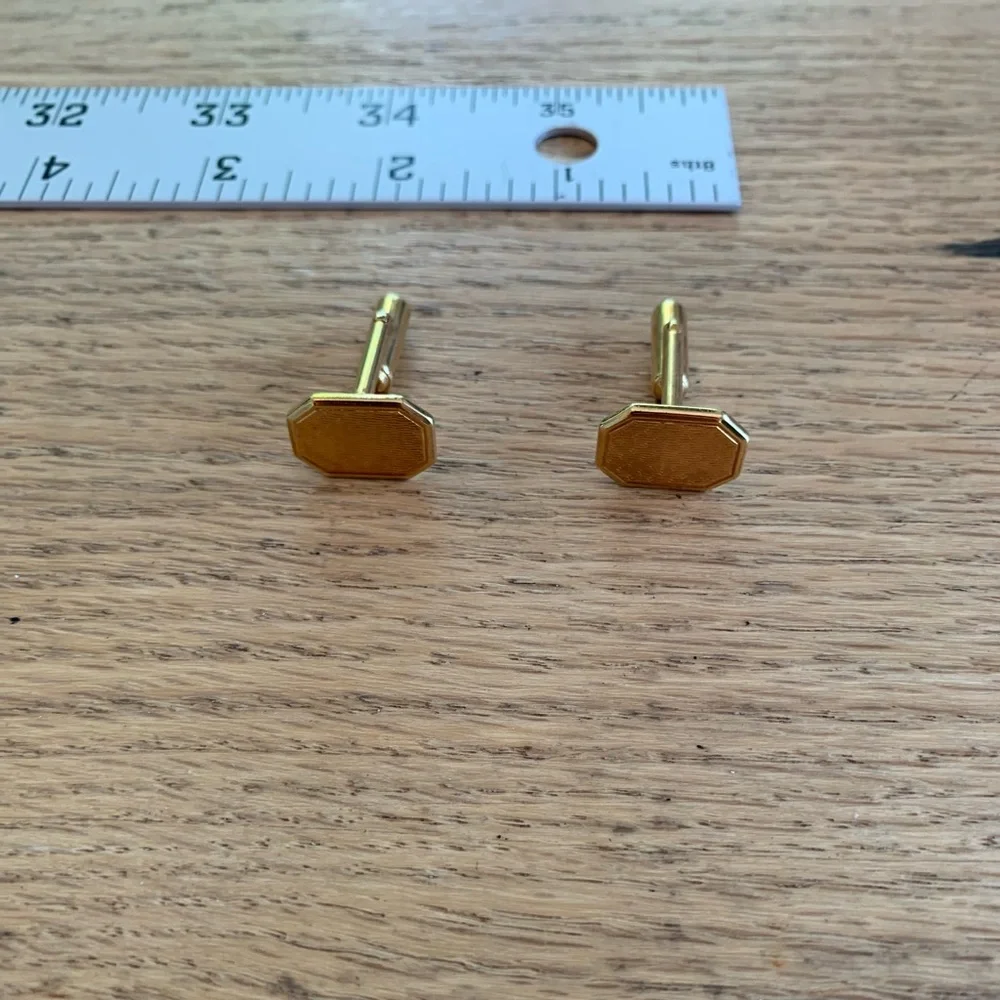 Vintage Petite Signet Cuff‎ links Engraveable Gold Tone Antique